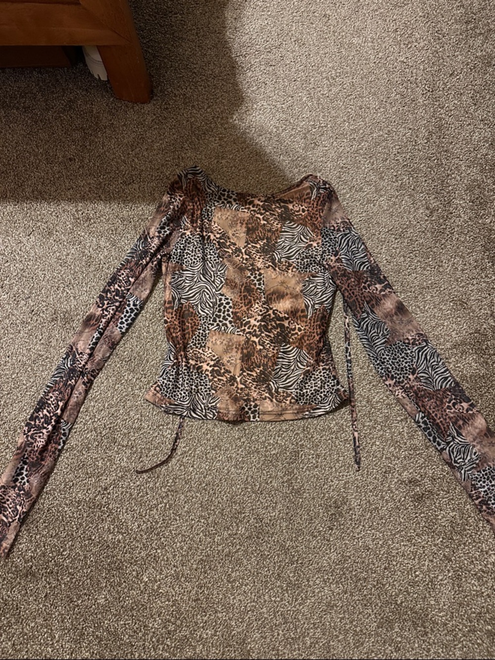 Princess Polly Brown Mixed Animal Print Long Sleeve Top